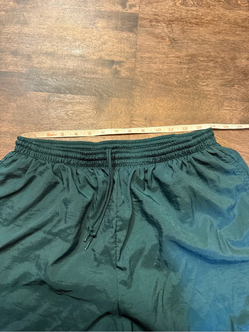 Vintage 90s Nike White Tag Big Nike Swoosh Men's Green and Navy Swim Shorts